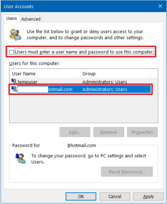 how to get rid of sign-in on windows 10