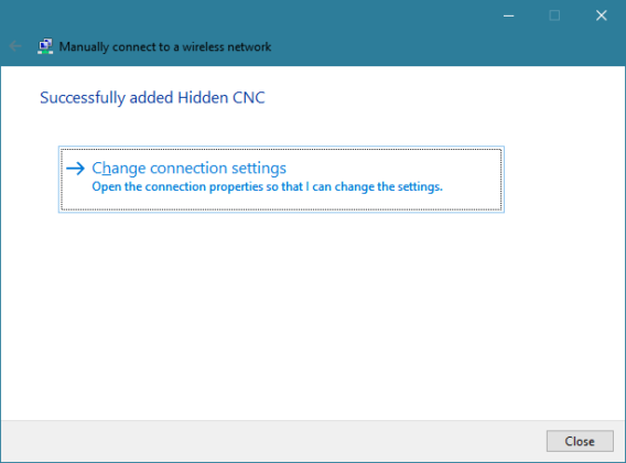 can not connect to hidden network windows 10