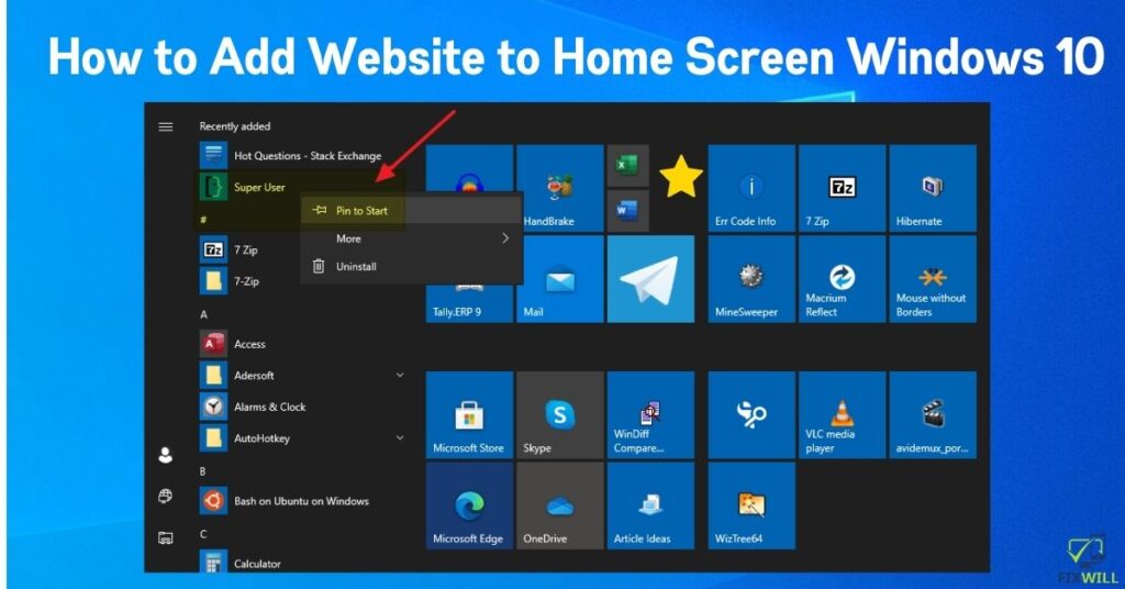 How To Add Website To Home Screen Windows 10 Fixwill 4910
