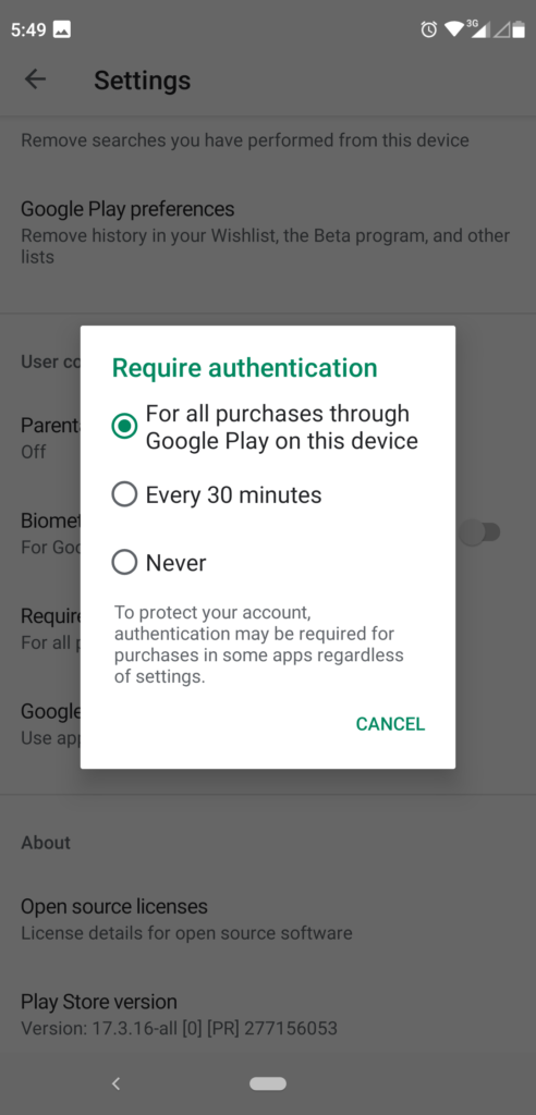 how to enable in app purchases in settings android