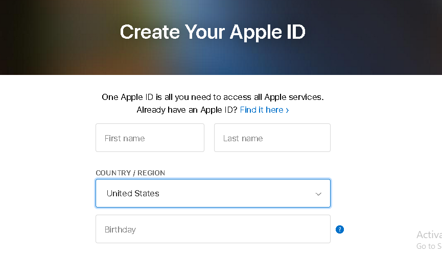 how to create apple id on android