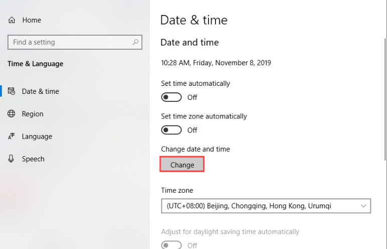 how to change the clock on windows 10