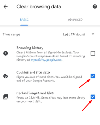 android clear cache and cookies and database